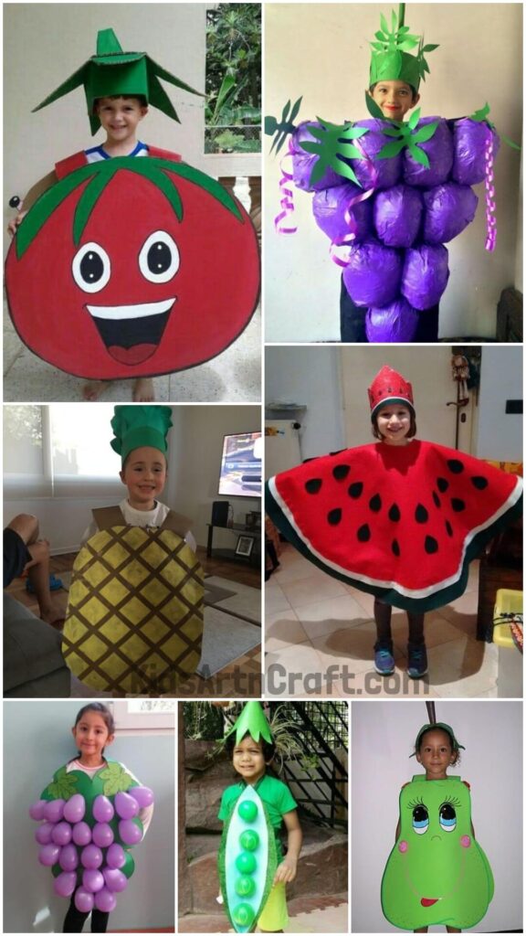 Fruit & Vegetable Costumes for Kids Homemade Fancy Dresses Kids Art