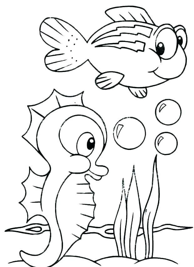Easy and Interesting Sea Animal Coloring Pages for Kids The Cute Sea-Horse
