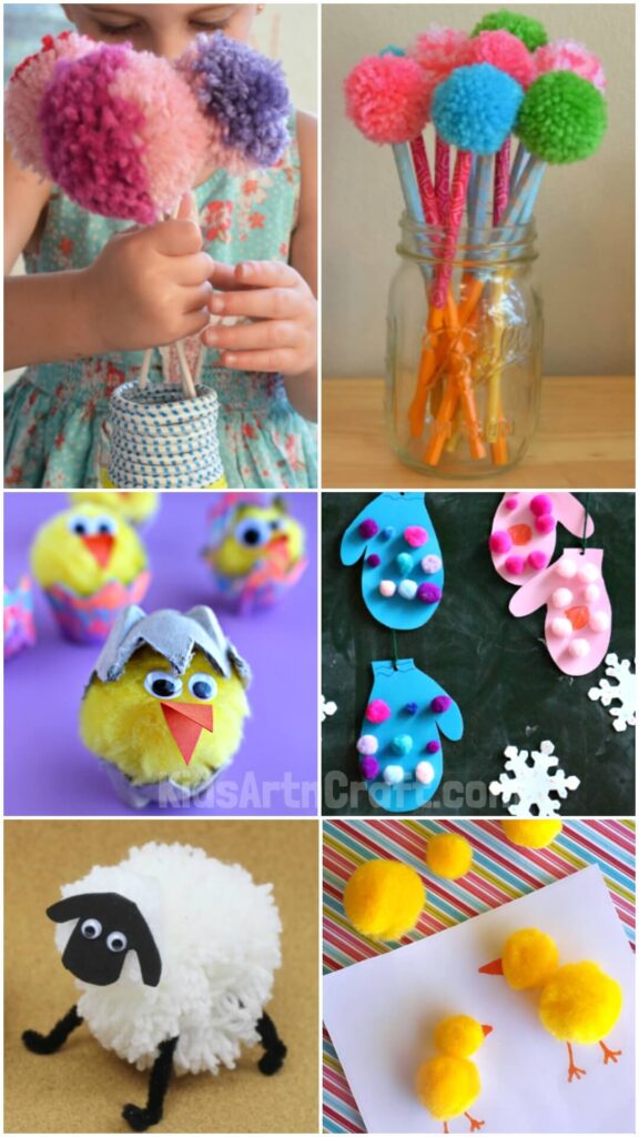Amazing DIY Pom Pom Crafts for Kids to Make and Play - Kids Art & Craft