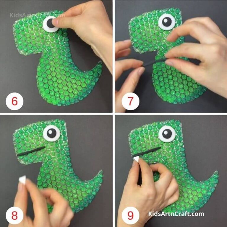 How to Make Bubble Wrap Dinosaur Step by Step Instructions Kids Art