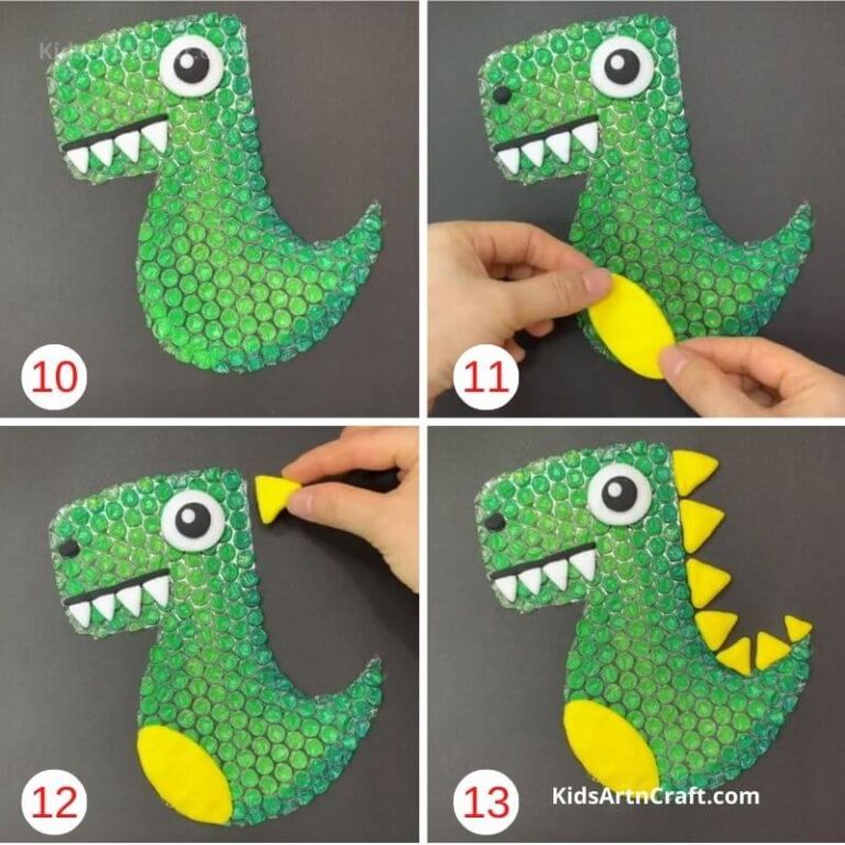 How to Make Bubble Wrap Dinosaur Step by Step Instructions Kids Art & Craft