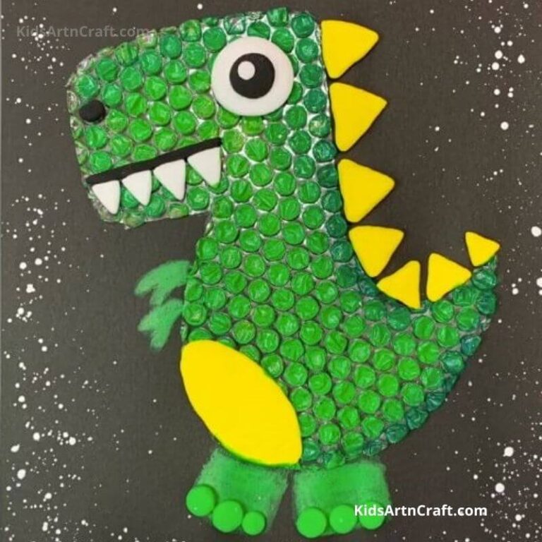 How to Make Bubble Wrap Dinosaur Step by Step Instructions Kids Art & Craft