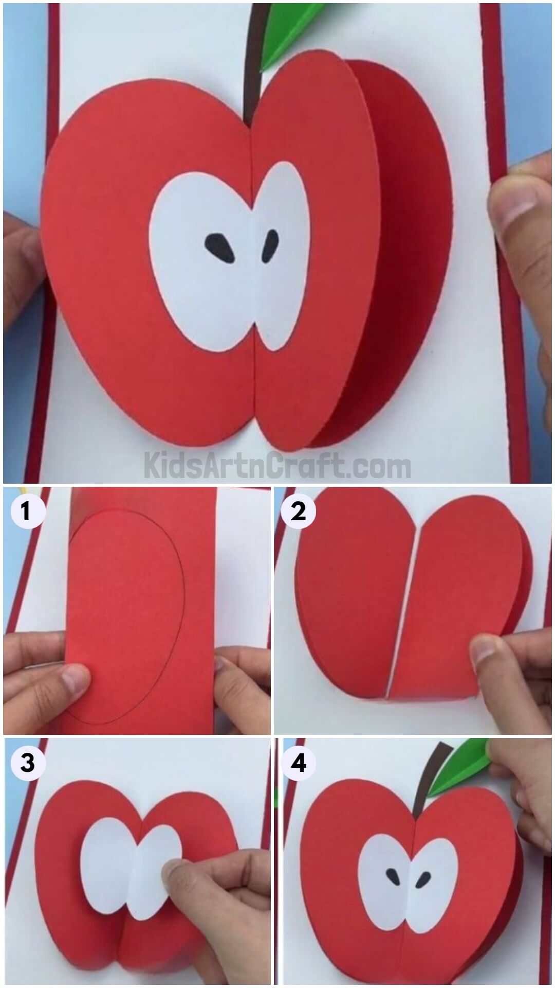 How to Make 3D Apple Paper Card - Step by Step Instructions