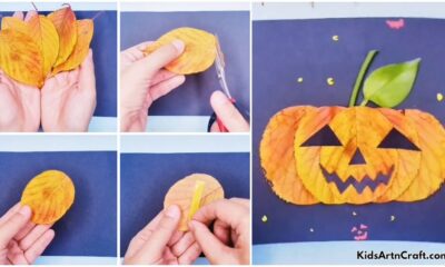 Easy to Make Pumpkin Craft with Fall Leaves - Step by Step Instructions Easy Tutorial