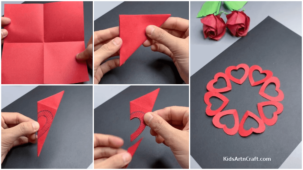 How To Cut A Circle Of Paper Hearts - Step By Step Instructions