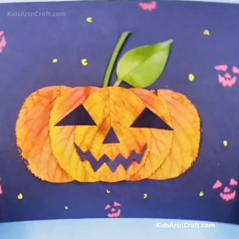 Easy to make Pumpkin Craft with Fall Leaves Step by Step Instructions Easy Tutorial