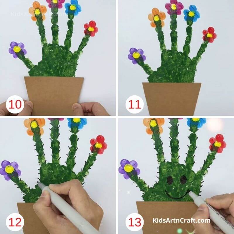 Handprint Cactus Painting Step by Step Instructions Easy Tutorial
