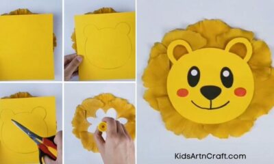 How to Make Bear Face with Paper and Flower Petals
