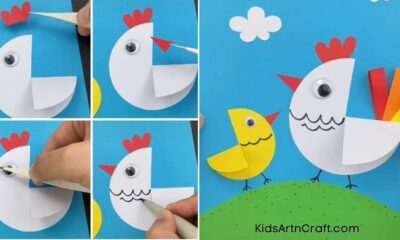 How to Make Paper Circle Hen and Chick Craft - Step by Step Instructions