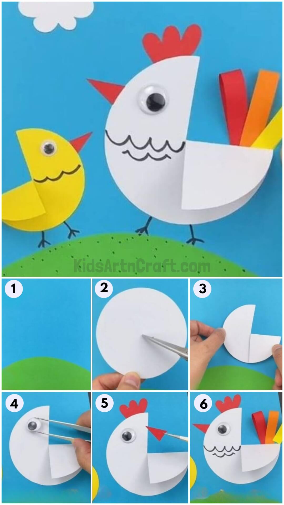 How to Make Paper Circle Hen and Chick Craft - Step by Step Instructions