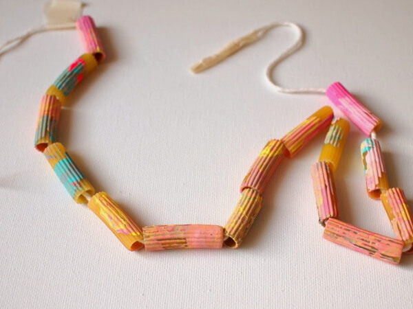 Painting Pasta Necklaces For Valentine's Day