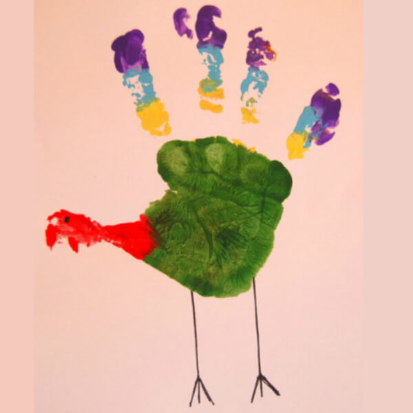Multi-coloured Handprint Turkey Crafts