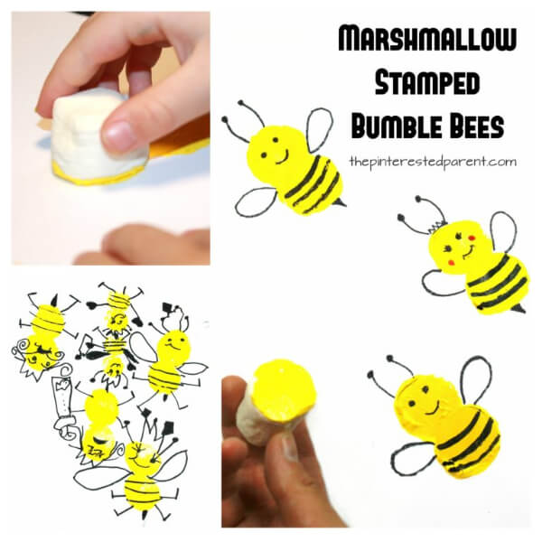 Marshmallow Stamped Bumble Bees