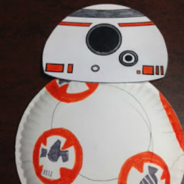 A BB-8 Droid Made Out Of Paper Plates - Star Wars Activities For Youngsters