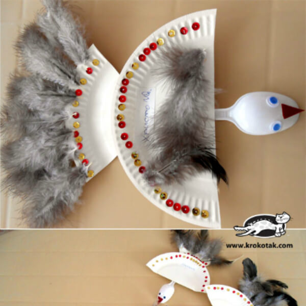 Owl Crafts With Spoon And Feathers