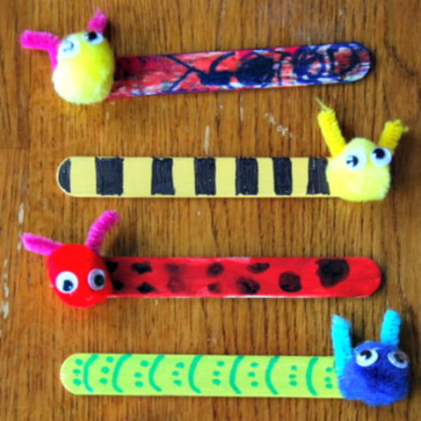 Fun To Make Bookmark Craft Using Popsicle Stick & Pom Poms
