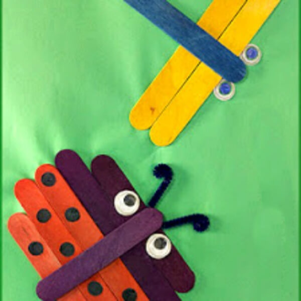 Easy To Make Popsicle Stick Butterfly Craft With Pipe Cleaners & Googly Eyes