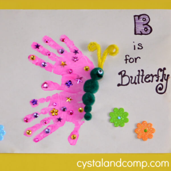 Handprint Pom Pom Butterfly Crafts