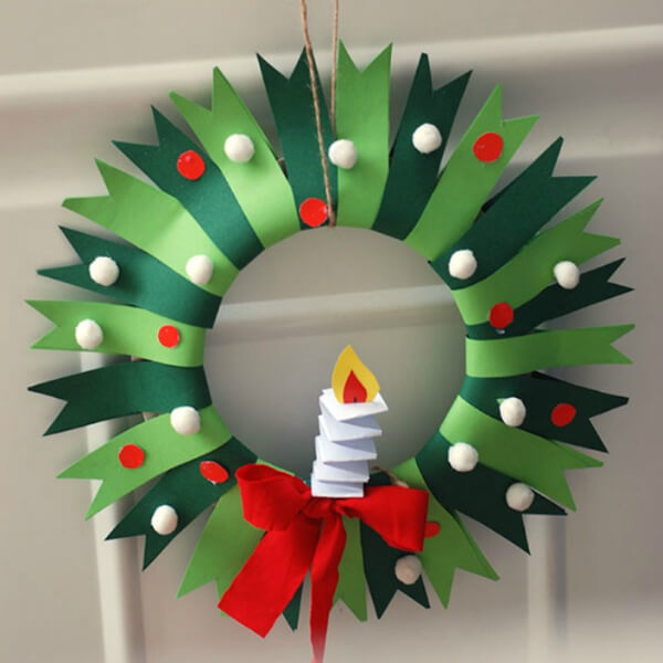 Colorful Paper Wreath Christmas Wreath Crafts For Kids