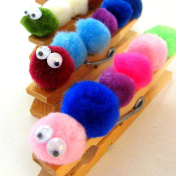 Clothespin Caterpillar Craft For Kids