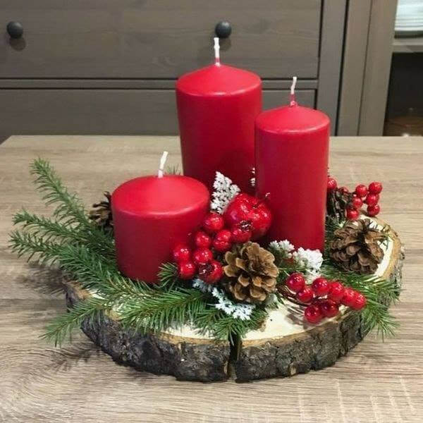 Christmas Table Ornaments Red candles