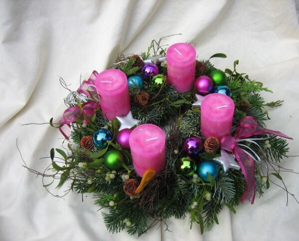 Christmas Table Ornaments Pink Christmas wreath