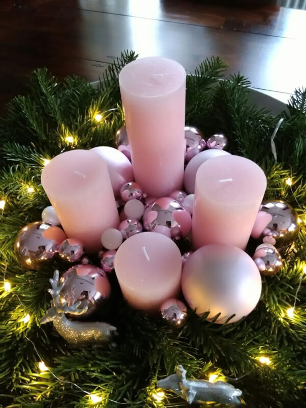 Christmas Table Ornaments Some pink
