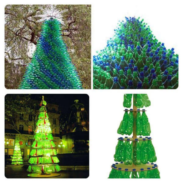 Christmas tree with Sprite bottles and green plastic bottles