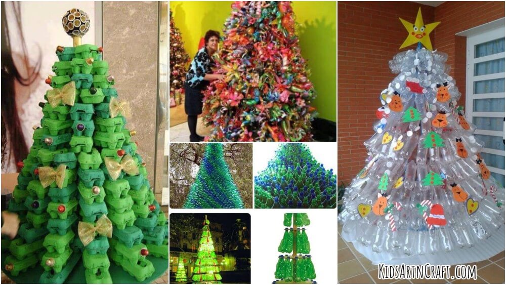 Christmas Tree Made Out of Recycled Plastic Bottles for Decoration