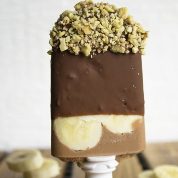 Chocolate peanut butter banana popsicles