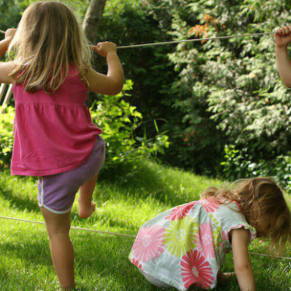 A Tight-Rope and Give Away Activity in Backyard
