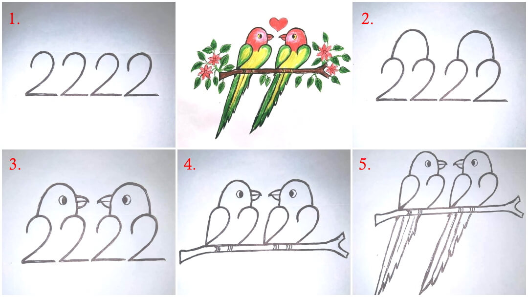 Buy Beautiful Parrot Birds and Flower on Paper Painting – ArtUdaipur