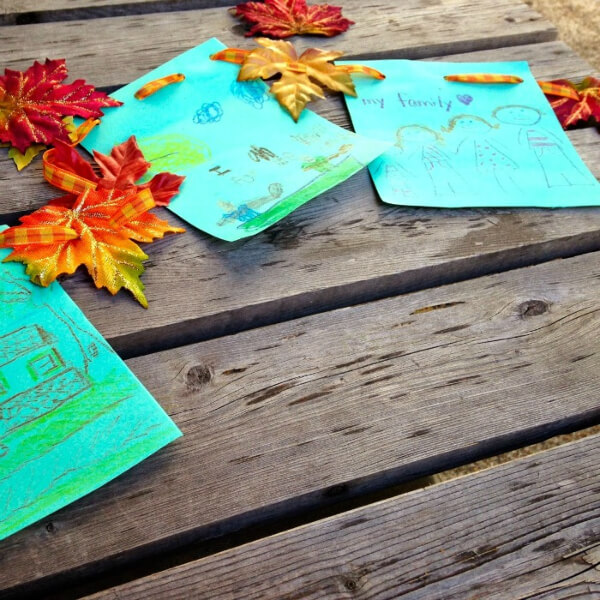 Beautiful Thankful Drawing Art With Felt Leaf - Seven Cunning Ideas for Little Ones to Show Appreciation on Thanksgiving