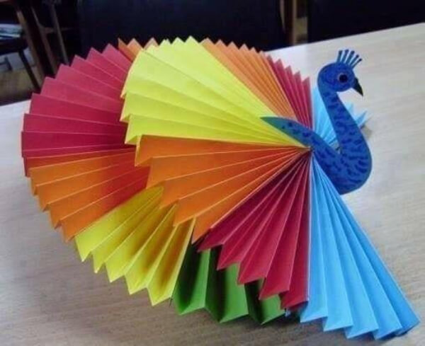 DIY Colorful Paper Peacock Craft For Toddlers