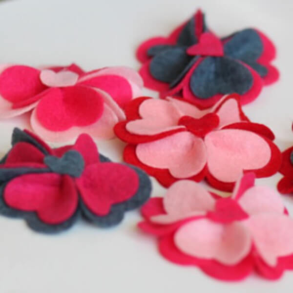 Hair Bow Crafts For Valentine’s Day How To Make Heart Felt Flower Hairclips