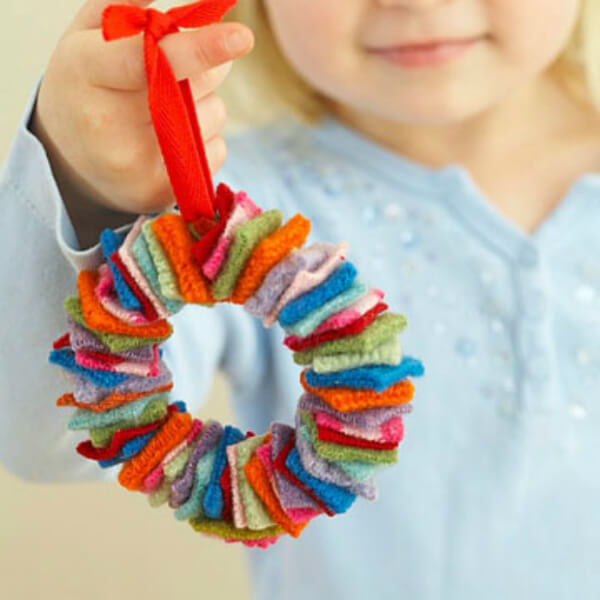 Fabric Wreath Christmas Wreath Crafts For Kids