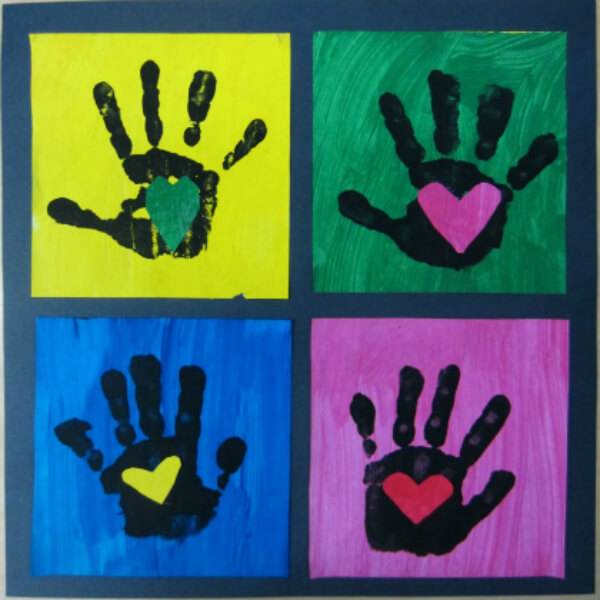 Handprint Heart Square Craft Ideas
