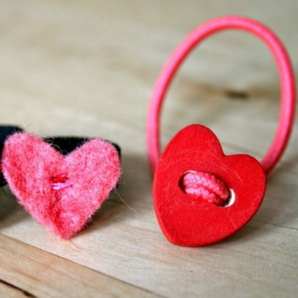 DIY Heart Button Rings Craft For Valentines Day