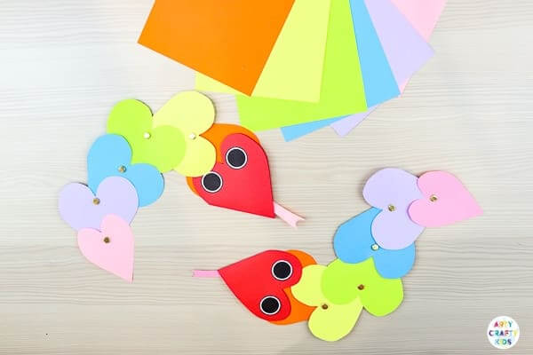 Easy To Make A Wriggly Heart Snake Crafts For kids