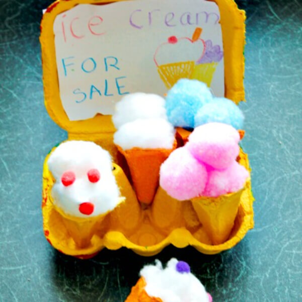 Egg Carton Ice Cream Cones Ice Cream Crafts Ideas For Kids