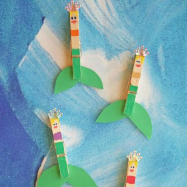 Clothespins Mermaid Craft For Kids