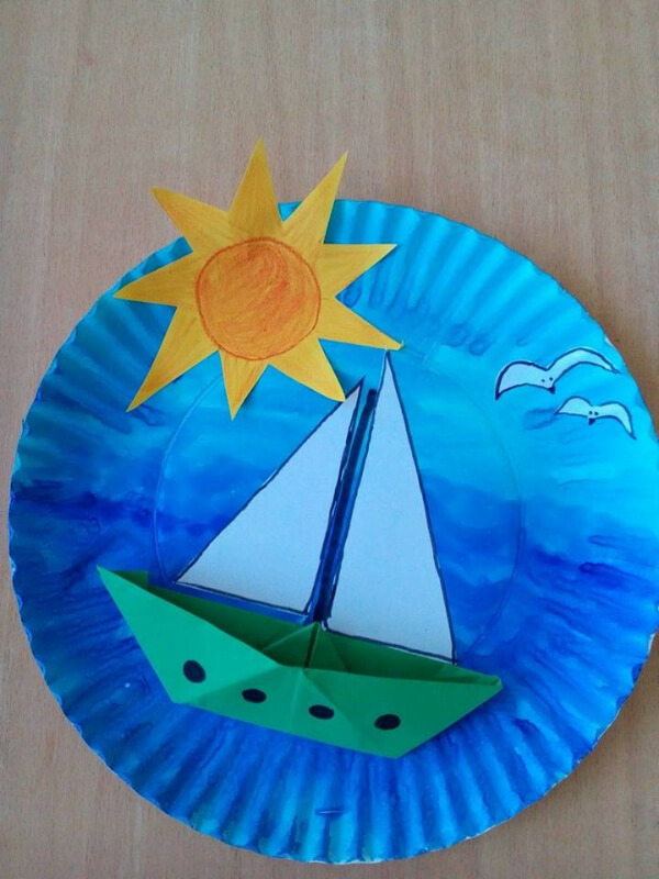 Beautiful Paper Boat in A Paper plate Craft Ideas for Kids