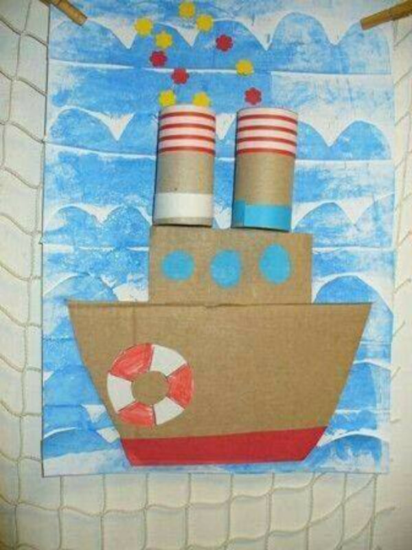 Big Beautiful Ship with Cardboards Paper Craft Ideas for Kids 