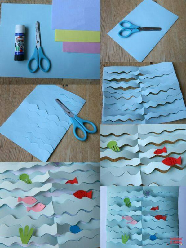 Beautiful Water Diving experience under Sea art and Fishes Paper Craft Ideas for Kids
