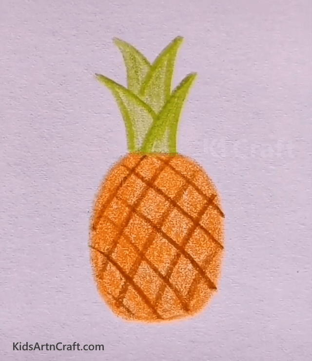 Sweet juicy pineapple Fruits Drawing for Kids