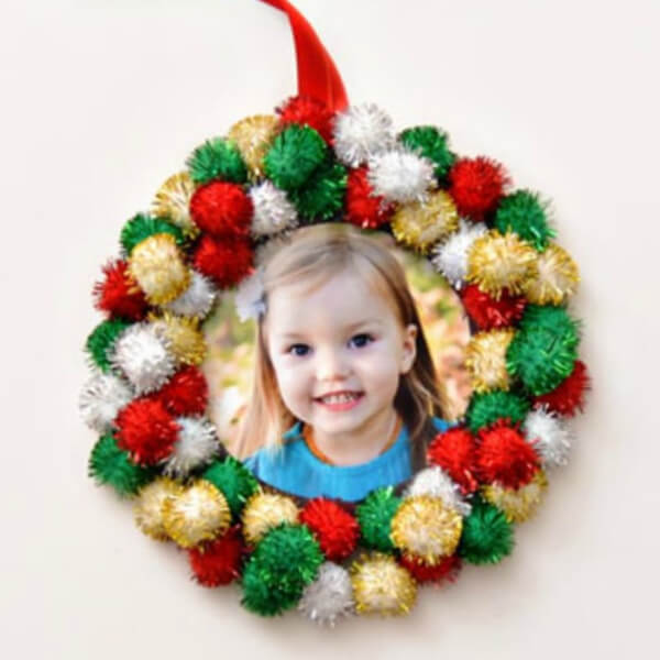 Shiny Pom Poms Wreath Craft Christmas Wreath Crafts For Kids