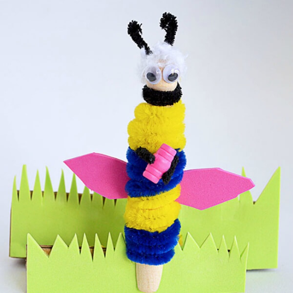 Clothespins & Pipe Cleaner Bees Craft Idea Easy Clothespin Art & Craft Project For Kids 