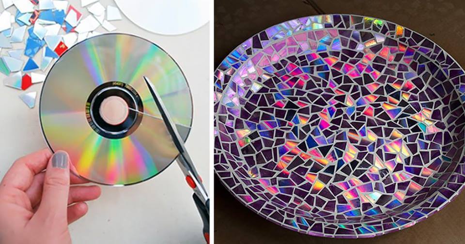 Recycled Plate with Recycled CD's