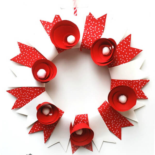 White And Red Paper Plate Wreath