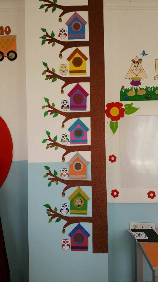 School Decoration Ideas Straight Long Tree With Owl